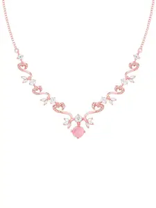 GIVA 925 Silver Rose Gold Intricate Love Necklace