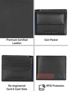 Tommy Hilfiger Men Striped Leather Two Fold Wallet