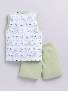 Annie Infants Selection Of 2 Printed V-Neck Pure Cotton T-shirt With Shorts