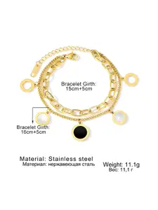 KARISHMA KREATIONS Stainless Steel Gold-Plated Enamelled Anti-Tarnish Layered Bracelet