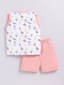 Annie Infants Selection Of 2 Printed V-Neck Pure Cotton T-shirt With Shorts