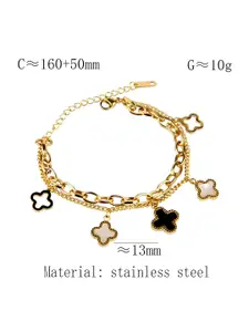 KARISHMA KREATIONS Stainless Steel Gold-Plated Anti-Tarnish 4 Leaf Clover Flower Bracelet