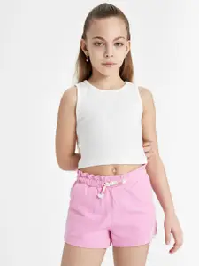 DeFacto Girls Round Neck Ribbed Crop Top