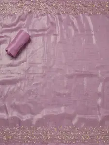 Koskii Floral Embroidered Stonework Tissue Unstitched Dress Material