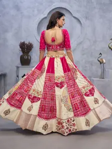 Fusionic Embroidered Thread Work Semi-Stitched Lehenga & Unstitched Blouse With Dupatta