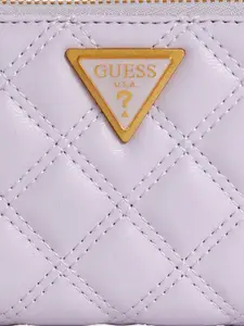GUESS Women Quilted PU Zip Around Wallet