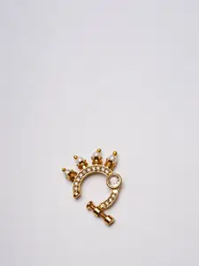 PANASH Gold-Plated American Diamond Studded & Beaded Ring Nosepin