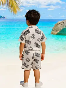 FASHION GRAB Boys Printed Short Sleeves Shirt With Shorts