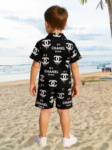 FASHION GRAB Boys Printed Short Sleeves Shirt With Shorts