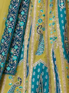 ODETTE Embroidered Sequinned Semi-Stitched Lehenga & Unstitched Blouse With Dupatta