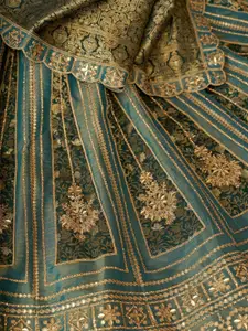 ODETTE Embroidered Semi-Stitched Lehenga & Unstitched Blouse With Dupatta