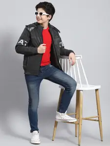 Monte Carlo Boys Floral Puffer Jacket With Patchwork