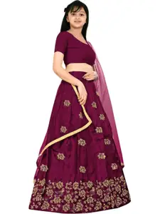 Shoryam Fashion Girls Purple Raw Silk Lehenga Choli