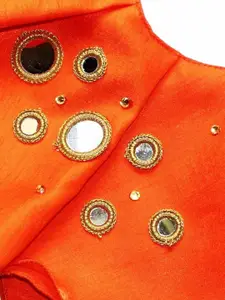 Shoryam Fashion Girls Orange Raw Silk Lehenga Choli