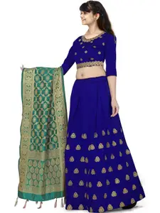Shoryam Fashion Girls Blue Raw Silk Lehenga Choli