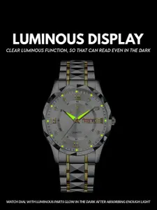 LONGBO Men Bracelet Style Straps Analogue Watch with Gold Accents Long-83715-Slvr-Gld-Slvr