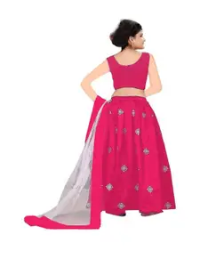 Shoryam Fashion Girls Pink Raw Silk Lehenga Choli