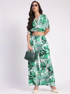 Global Republic Tropical Printed V-Neck Top With Palazzo