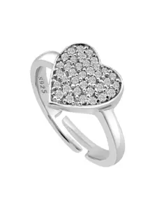 Zarkan 925 Sterling Silver Rhodium-Plated American Diamond Stone Studded Finger Ring