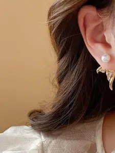 Anouk Gold-Plated Pearls Heart Beed Shaped Studs