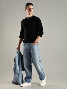 Tommy Hilfiger europe Men Self Design Brand Logo Pullover Sweaters