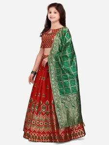 F Plus Fashion Girls Black Satin Semi-Stitched Lehenga Choli