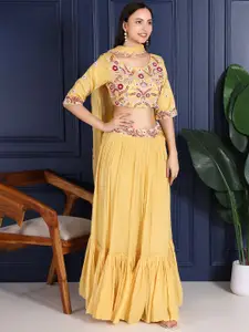KRIDHAA FASHION BOUTIQUE Thread Work Ready to Wear Silk Lehenga & Blouse With Dupatta