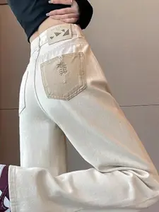 StyleCast Women Comfort Wide Leg High-Rise Applique Stretchable Jeans