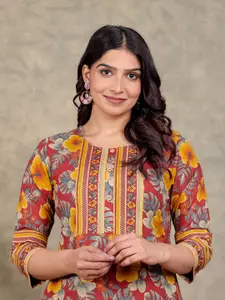 Aramya Floral Printed Cotton Straight Kurta