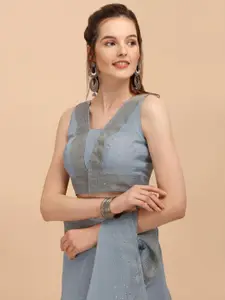 DEVATITHI Women Striped Sequinned Saree