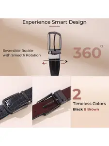 Provogue Men Textured Leather Reversible Formal Belt