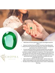 GenZcomplex Gold-Plated Gems Ratti 6.50 Emerald Panna Gemstone Studded Finger Ring