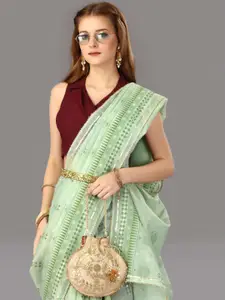 DEVATITHI Ethnic Motifs Woven Design Gotta Patti Organza Saree