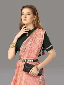 DEVATITHI Women Bandhani Gotta Patti Organza Saree