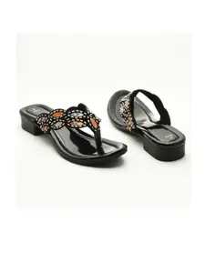 IndiForce Embellished Leather Block Heels