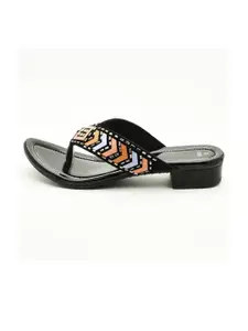 IndiForce Women's Black Printed Synthetic Kitten Heels