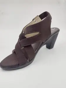 IndiForce Brown Leather Block Peep Toes