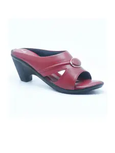 IndiForce Leather Red Block Peep Toes