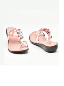 IndiForce Women Pink Ethnic Embellished Wedge Heels