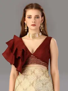 DEVATITHI Organza Bandhani Foil Printed With Gotta Lace