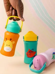 Rabitat Little Boss Orange Colored & Yellow Printed Stainless Steel Water Bottle 350ml