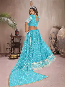 F Plus Fashion Blue Net Lehenga Choli