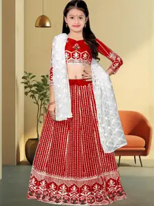 F Plus Fashion Red Net Lehenga Choli
