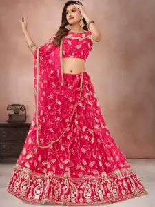 F Plus Fashion Pink Net Lehenga Choli