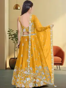 F Plus Fashion Black Net Lehenga Choli