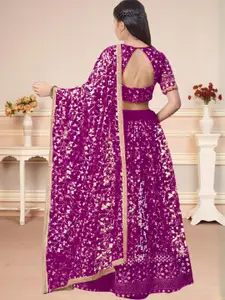 F Plus Fashion Purple Net Lehenga Choli