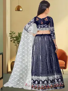 F Plus Fashion Blue Net Lehenga Choli