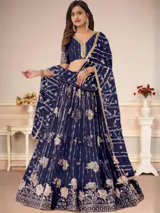 F Plus Fashion Blue Net Lehenga Choli