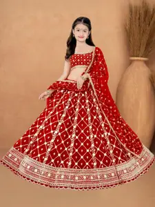 F Plus Fashion Red Net Lehenga Choli
