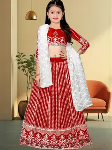 F Plus Fashion Red Net Lehenga Choli